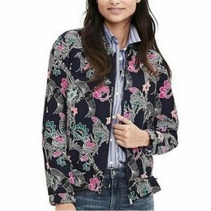 EUC Banana Republic Print Bird Full Zip Bomber Jacket